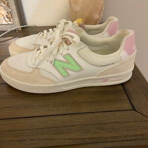 New Balance Women's Cream and Pink Sneakers